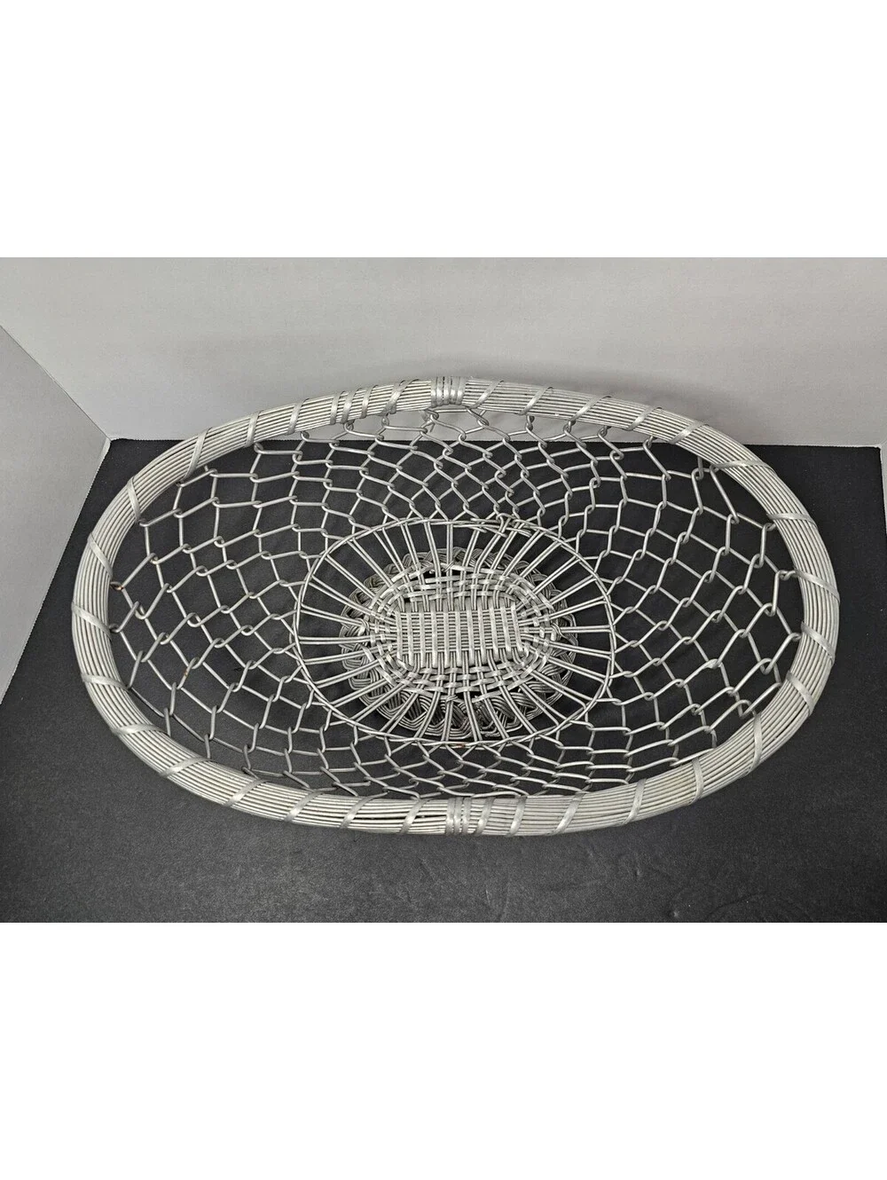 IHI Woven Wire Mesh Decorative Basket Bowl Silver Made in India